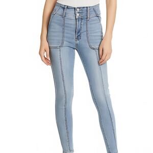 American Eagle High Rise Light Blue Jeans Next Level Stretch Denum 6 Short